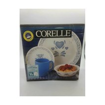 corelle(코렐) - 코렐 리빙웨어 블루 하트 16개 식기 세트 접시 그릇 머그