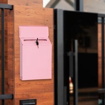포스트박스 우체통 만들기 우체함 우편함 우편물 건의함 art lockable mailbox wallmounted 보증금 제안 drop box 내구성 봉투 서류 집 방 시골 장식, 분홍색