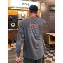 남자 피그먼트 빈티지 ACDC 락밴드 프린팅 오버핏 빅사이즈 롱슬리브 스트릿 긴팔 티셔츠