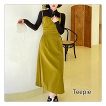 티피/Teepie 서스펜더 가죽 드레스 투피스 세트
