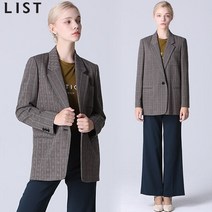 리스트 리스트 모던 체크 원버튼 자켓