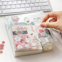 인스 DIY 소품가방 투명파우치 방수파우치 스티커 문구파우치 화장품 사무용품 보관 여행용 pvc투명
