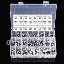 캐패시터 1 미크로포맷 1000 미크로포맷 6.3v-50v 400pcs 24value smd 알루미늄 전해 구색 키트 + 상자, 없음