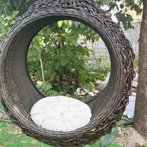 계란 스윙 좌석 쿠션 교수형 바구니 쿠션 Thicken Hanging Chair 좌석 패드 파티오 거실 흔들 의자 쿠션., 01 White