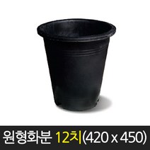 서경농원 원형화분 흑색 12치(420 x 450) 고무 분갈이