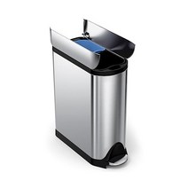 simplehuman Dual Compartment Butterfly Lid 주방 휴지통 재활용 쓰레기통 Brushed Stainless Steel 40 리터/10.6 갤런