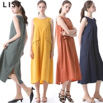 리스트 리스트 슬리브리스 롱 원피스