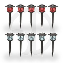 솔까든 태양열 미니격자등 10개입 정원등 솔라 미니 잔디등, 흰빛5개+빨간빛5개