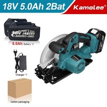 무선전기톱 충전 미니 원형톱 Kamolee 7 인치 21v 6.0ah 6000mah 가정용 diy 호환 makita 18v 배터리, 5.0ah 18v 2bat, 우리를