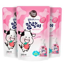 애경 말랑카우 버블핸드워시 딸기우유 리필 250ml 3개, 딸기우유향