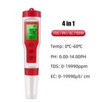 전문 TDS PH 측정기 PH/TDS/EC/온도 수영장 식수 어항 수족관용 디지털 수질 모니터 테스터, Red