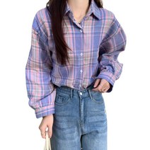 여성 블라우스 셔츠 코트 체크 여자 이일화 남방 체크 손예진 긴팔 구름 린넨 거즈 목프릴 흰 한소희 홈쇼핑 고방