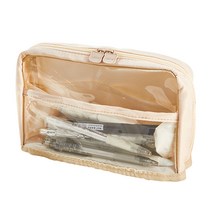 걸스코코 투명 대용량 슬림 펜슬 필통 파우치, 오프화이트(안감 캐릭터X), 1개