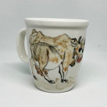 핸드메이드 신축년 한국 도자기 카페 귀여운 소 그림 머그 컵 잔 집들이 부모님 선물, 귀여운 소그림 머그