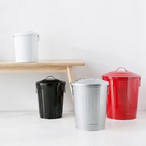 마켓비 CESTINO 휴지통 철제 스틸 다용도 수납함 쓰레기통 뚜껑있는 분리수거, 7L 그린, 1개