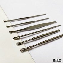 스프링귀이개 6종세트 귀청소도구 귀지흡입기 귀각질 귀가려움 실리콘 내시경 점착식 귀지제거 귀이개, 스테인리스 귀이개 1세트