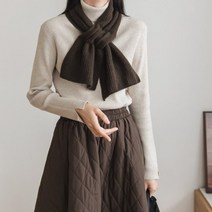 여자 골지 FW 미니 폭스 메리노울 머플러