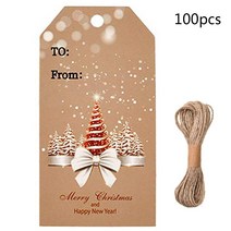 100pcs diy 크리스마스 크리스마스 크래프트 페이퍼 선물 태그 눈사람 산타 행 레이블, 55