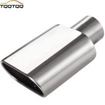 머플러 팁 튜닝 자동차 부품스퀘어 배기 팁 2.5 "입구 x 5.5 긴 크롬 스테인레스 스틸 폴리 쉬드 디젤, 한개옵션0