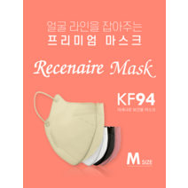 리세나르 프리미엄 KF94 2D 새부리형 컬러마스크 중형 120매 개별포장 식약처 인증 더마테스트 보건용 마스크, 핑크