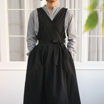 오투라이프에이프런 프리미엄 모네 앞치마 윤스테이 앞치마 원피스 카페 공방 꽃집 북유럽 감성 트임, 블랙