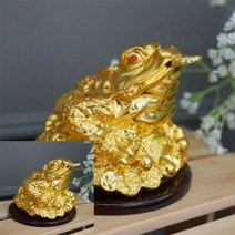 풍수 재물복 황금 삼족두꺼비 두꺼비장식품 황금두꺼비, 특대(706)