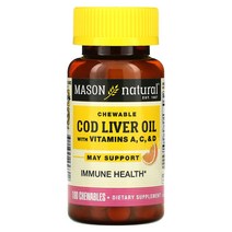 Mason Natural (메이슨 내추럴) 비타민A C D가 함유된 츄어블 대구 간유 오렌지 츄어블 옵션확인필수