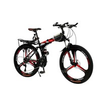 접이식 오프로드 산악 자전거 MTB 24단 24 26 27.5인치, 24인치, 블랙앤레드