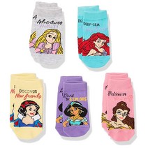 Disney 여아용 디즈니 프린세스 발목 양말 5개 세트 6-8.5 US