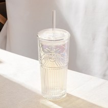 2023 스타벅스 텀블러 봄 벚꽃MD 벚꽃토퍼 핑크그라데이션 사이렌로고 글라스 빨대컵 550ml, 화이트 텀블러 550ml