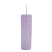 간편 텀플러 보온병 판매 16oz 아크릴 슬림 스키니 텀블러 컬러풀 매트 물병 뚜껑 포함 빨대 이중, 26 color 26