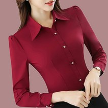 여성용 캐주얼 슬림핏 심플 긴팔 와이셔츠 하늘비즈 A8 O180O126