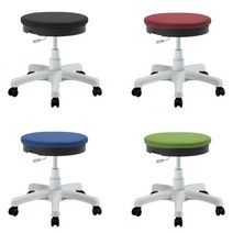 등받이 없는 원형 쿠션 바퀴 진료실 병원 스툴 의자 편안한 연구실 휴게실, 화이트원형 블루