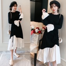 SAMARA 1700 밑단 배색 블랙 롱원피스
