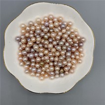 천연 담수 진주 진주알 진주 비즈 재료 목걸이 팔찌 의류 가방 장식 DIY 만들기, 7-8mm/90알, 혼채 50g 구멍있음