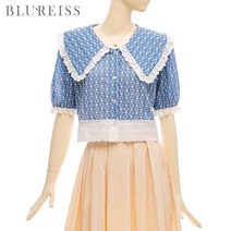 [블루레이스] 펀칭레이스카라크롭블라우스_B2M1BL5301