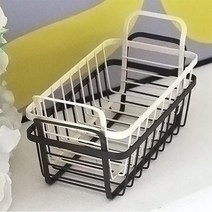 커피숍 진열대 쿠키보관 미니 철제바구니 주방정리 빈티지소품 예쁜수납함 튼튼한 생활소품정리 바스켓추천, 화이트