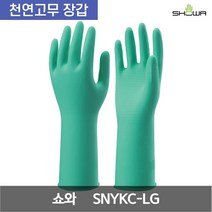 쇼와 시나야카 약한 두꺼운 천연고무 장갑 SNYKC-LG 그린 L 1켤레, 1개