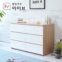 [장인가구] 유니코 그란데 1200 빅와이드 3단 서랍장, 색상:화이트 메이플