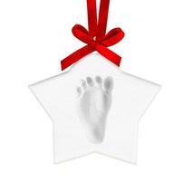 Kate & Milo DIY 맞춤형 아기의 손자국이나 발자국 크리스마스 반짝이 장식 베이크 없는 아기 휴일 공예 화이트, Star Baby Print Ornament