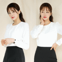 면접블라우스 여자면접복장 라운드 쉬폰 기본 정장블라우스