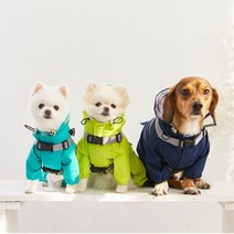 (국산) 비오는 날 뽀송뽀송한 산책 세이펫 하네스 우비, 세이펫 하네스 우비(옐로우 그린)