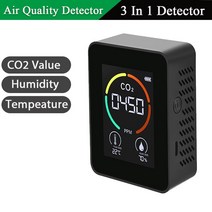 복합가스농도측정기 공기질 미세먼지측정기 다기능 5in1 CO2 미터 디지털 온도 습도 시험기 이산화탄소 TVOC HCHO 감지기 대기 질 모니터, [08] black 3 IN 1