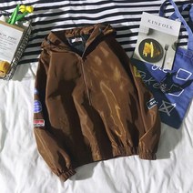 커플점퍼 봄가을 계절 패치워크 코트 남자 BF 하라쥬크 무드 와이드 루즈핏 트렌드 야구복 4095114131, L, 5표시 # 카키브라운