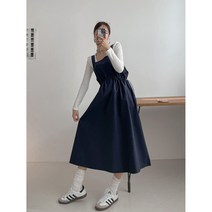 봄신상 여성 멜빵 원피스 빅사이즈 오버사이즈 루즈핏 롱원피스 긴치마