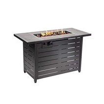 Mazatzal 42인치 화재 테이블 60 000 BTU 프로판 화재 구덩이 테이블 실내 외부 데크 뒷마당을 위한 탁상 및 날씨 커버가 있는 직사각형 파티오 야외 가스 화재 구덩이