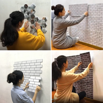 접착식 셀프 인테리어 폼벽지 단열 포인트 폼블럭 파벽돌 시트지 곰팡이방지 시트지 4종, 3-입체파벽돌 그레이