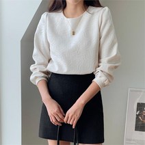 여자 FW 패턴 벌룬 들러리룩 장미꽃 블라우스