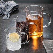 벨트 눈금 유리컵 두꺼운 유리량 컵 벨트 손잡이 가정용 베이킹 내열 폭발 방지 물컵, 1000ml 컵
