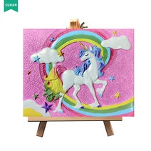 수란 3D 부조 DIY 명화 세트, 10.5*13.5cm+선물함+안료+화필x2+지지대, 유니콘
